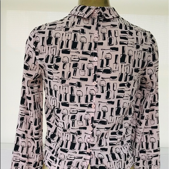 SALE! BETHANY MOTA Pretty NAIL POLISH Novelty Print BLOUSE Small - Picture 11 of 14